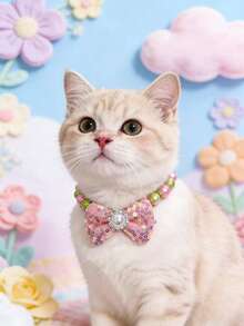 1 Piece Pet Bowknot Necklace; Adjustable Neck Circumference; Cat Necklace; Dog Necklace; Pet Supplies - Multicolor - View 26