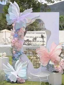 1/3pcs Silk-Like Realistic 3D Butterfly Decorations, Suitable For Photography Backdrops, Holiday Celebrations, Butterfly Themed Parties, Giant Tulle Fake Butterfly Window Displays, Outdoor Garden Decor - Multicolor - View 2