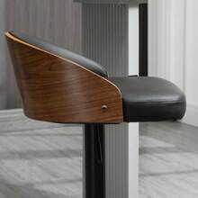 HOMCOM Set Of 2 Swivel Bar Stools With Footrest, Adjustable Height, Faux Leather, Wood, 48 X 49.5 X 76-96 Cm, For Kitchen And Bar - Black - View 7