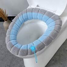 1pc Soft Knitted Toilet Seat Cover - Elastic, Warm And Comfortable, Available In Pink, Made Of Ultra-Soft Microfiber, Enhances Hygiene And Style, Fits Toilet Lid Closely, Soft Knitted Texture, Bathroom Decor Accessory, Bathroom Comfort Accessory, Snug Fitting Cover, Soft Knitted Material, Bathroom Decor Accessory - Green - View 6