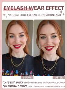 9 Pairs Half Lashes Manga Wet Lashes Tail Elongated Eyelashes Cat Eye Anime Lashes Natural Look Wispy Faux Mink Lashes 3D Short Soft False Eyelashes Clear Band Lash Extension Makeup - 黑色 - 查看 6