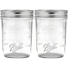 Ball Regular Mouth Mason Tarros con tapas y bandas media pinta 8 onzas paquete de 2 - Claro - Ver 1