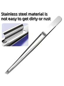 1/2支装高品质不锈钢眉镊，用于去除内生毛发，精密斜口眉镊，面部护理工具