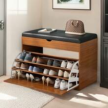 Shoe Cabinet, Shoe Rack Bench With Flip Drawers, Shoe Storage Organizer, 3-Tier Easy-To-Assemble Shoe Rack, Entryway-Specific Shoe Rack, Hidden Storage Rack, Shoe Storage Furniture With Stool, Suitable For Entryway, Cloakroom And Bedroom - màu nâu - Xem 7