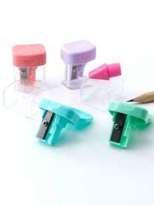 1pc Mini Macaron Plastic Pencil Sharpener, Portable Flip-Top Design, Suitable For Office, Study, School Use, Exquisite Stationery, Desktop Accessory, Gift For Friends - Multicolor - View 5