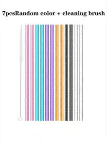 8支/6支/4支/2支装彩色可重复使用吸管，闪光塑料替换吸管，适用于40盎司/30盎司/20盎司/14盎司的杯子，多种颜色可选，12英寸吸管，包含1个清洁刷，激光闪光效果。彩色吸管采用PCTG材质，无异味，可重复使用。 - 彩色 - 查看 11