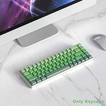 Punk Pudding Keycaps juego de 116 teclas 60 por ciento perfil ASA teclado personalizado sublimación de tinte PBT Translúcido ANSI US Layout para interruptores Cherry MX 61 68 87 96 104-0002 - Verde claro - Ver 6