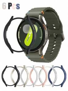 6pcs Galaxy Watch Protective Case, 6 Color Combinations, Unisex, Fashionable Sports & Casual, Shockproof & Scratch-Resistant Hard PC Hollow Watch Protector, Compatible With Samsung Galaxy Watch 4/5/6/7 40mm/44mm, Lightweight & Sensitive, Touchscreen, Convenient Charging, Extremely Protective. - Transparent + Black + Starlight + Pink + White + Midnight Blue - View 14