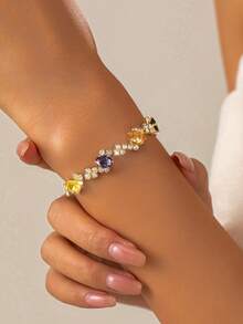 Multilayer Rhinestone Clasp Bracelet For Women, Luxury Unique Design Versatile Bracelet