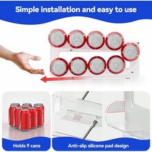 Paquete de 2 organizadores de latas de soda dispensador de latas para refrigerador estante de almacenamiento de bebidas para latas estándar y altas para gabinete de despensa transparente - Por supuesto - Ver 5
