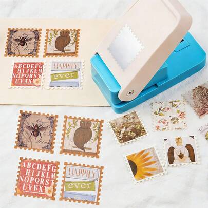 2 Size Options Square Stamp Punch, Lever-Style Craft Punch In Fan & Rectangle Shapes, Suitable For Paper Arts, Scrapbooking, DIY Card Making And Other Art Crafts