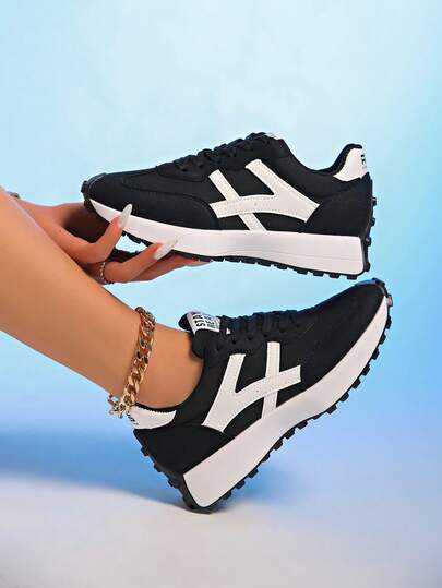 Women's Fashionable Platform Sneakers, Sole Design, Stylish Breathable Walking Shoes, Comfortable Support, Suitable For Daily Wear And Fitness, Sports Shoes, Casual Shoes. Friendly Reminder: Runs Small, Please Order One Size Up