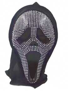 New Rhinestone Screaming Ghost Face Mask, Cute & Fashionable Costume Party Prop, Scream Black Mask - Multicolor - View 5