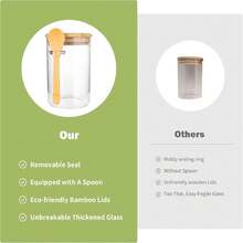 48 Pcs Glass Jars With 16 Cups, 16 Bamboo Lids And 16 Bamboo Spoons, 18 Ounces Large Capacity Sealed Storage Jar For Loose Tea, Transparent And Visible Kitchen Pantry Containers, Container Airtight For Coffee Beans, Spice, Sugar, Candy, Salts And More - Clear-16 Piece - 查看 4