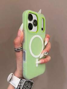 VOUVI 2 In 1 Jelly Fashion Magnetic Wireless Charging Case Compatible With IPhone 17 16 15 14 13 12 11 Pro Max Double-Layer Shockproof Cover Compatible With IPhone 16 15 14 Plus Air Phone Accessories - Bright Green - View 2
