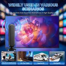 4K HDTV Antenna, No Installation Required For Living Room & Bedroom, Outdoor Camping & Travel Essential, Receive Free Channels, Enhanced Signal, Fashionable Design - 黑色 - 查看 5