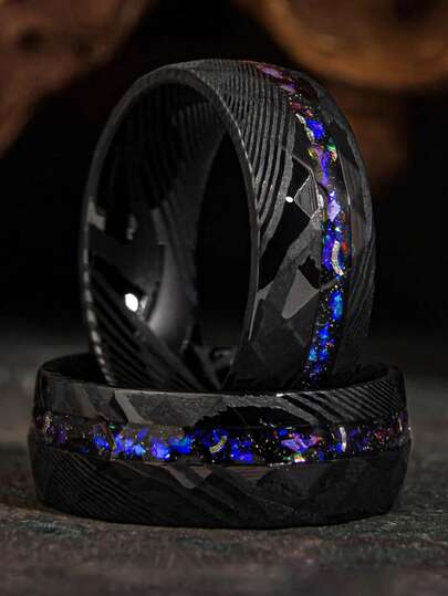 Vintagestil 1 st 8 mm rostfritt stålring rutnät svart ring mode förlovningssmycken tillbehör perfekt för daglig bankett, fest helgdag födelsedag årsdagspresent