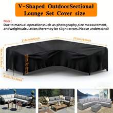 V-Shaped Patio Sofa Cover, Outdoor L-Shaped Sofa Cover, Outdoor Garden Furniture Cover. Suitable For Most V-Shaped And L-Shaped Sofas. Made Of 300D Oxford Cloth, Waterproof, Dustproof, And UV-Resistant. Adjustable Wind-Proof Clips At The Bottom, Drawstring Design For All-Weather Protection. - Black - View 14