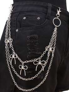 1pc Sweet & Cool Bow Pendant Pants Chain, Multi-Layer Alloy Pants Chain, For Teenagers