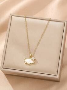 1件云朵吊坠项链，时尚自然元素设计，适合日常通勤佩戴（OPP袋包装） - 金黃色 - 查看 3