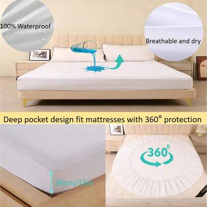 1pc Multi-Color Waterproof Mattress Protector, Waterproof Mattress Cover