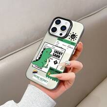 Una linda funda de teléfono verde con dinosaurio y láser negro, elegante y simple, funda de protección personalizada y creativa, diseño a prueba de golpes y anticaídas, resistente a la suciedad y duradera, compatible con Apple, adecuada para  17.17 Pro...17 Pro Max...17 Agua. 16.16 Pro...16 Pro Máx.16 más.. 15.15 Pro Max...15 Pro...15 más.. 14.14 Pro...14 más..14 Pro Max... 13.13 Pro...13 Pro Max...12.12 Pro...12 Pro Max...11.11 Pro...11 Pro Máx.XR.X.XS.XS máx.Se.MiNi. Muy adecuado para regalos de Halloween, Pascua, cumpleaños, ideal para novias, novios, amigos e incluso - Negro 3027 - Ver 1