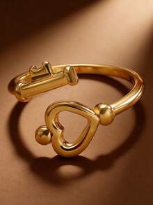 1pc Minimalist Chic Luxury Heart-Shaped Keyring, Suitable For Women's Casual Daily Wear, Valentine's Day, Vacation, Festivals, Women's Gift, Gift For Female Friends - Gold - View 4