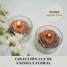 Set de 2 velas con flores artesanales Colección Luz de Vainilla Floral - Beis - Ver 3