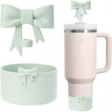 7.5cm Silicone Bottle Cover And10mm Bow Shape Straw Topper For   30 40oz H2.0 IceFlow 20 30 Oz Tumbler 2pcs Green - 2pcsGreen - 查看 2