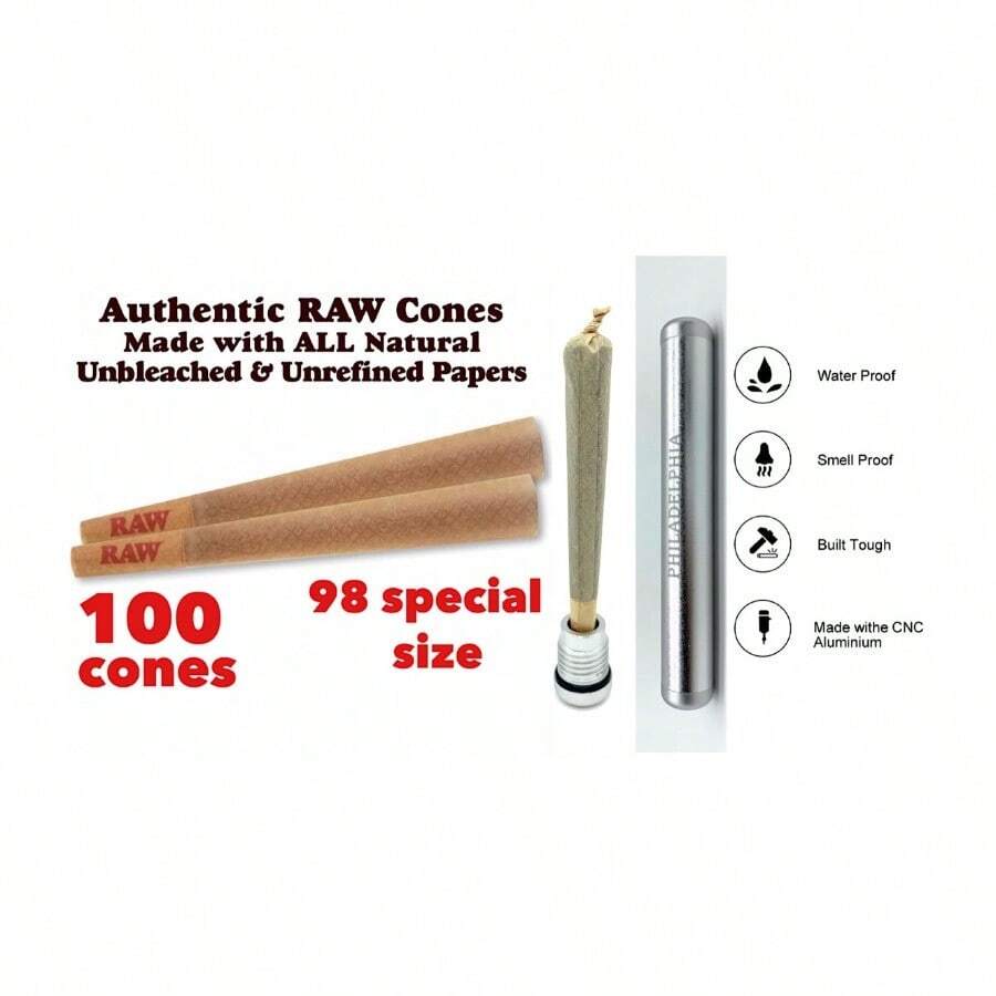 RAW Classic 98 SpecialSize Cone 100PK Alu<Wbr/>Minum Cone Tube SILVER - 如圖所示 - 查看 1