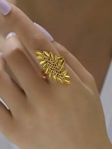 1pc European & American Geometric Open Ring, Hollow Wedding Jewelry