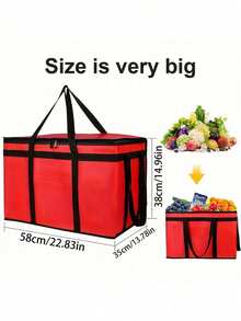 1pc Large Capacity Insulated Delivery Bag, 3-Layer Design, Durable Aluminum Foil Lining, Lightweight & Durable Zipper (Avoid Direct Contact With Food), Keeps Food Warm/Cold For Hours, Soft Cooler Bag