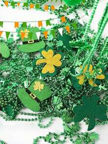 5pcs St. Patrick's Day Bead Necklace, Green Clover Hat Bead Necklace, St. Patrick's Day Party Accessories Decorations, Suitable For Irish Decorative Accessories, St. Patrick's Day Party, Parade Party Supplies - Multicolor - View 5