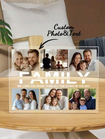 1pc Customized Acrylic Plaque With Photo And Text, Unique Gift For Couples, Suitable For Valentine's Day, Mother's Day, Birthday, Anniversary, Graduation, Wedding, Father's Day, Elegant Decoration For Daughter, Employee, Applicable For Valentine's Day, Mother's Day, Birthday, Children's Day, Graduation, Wedding, Father's Day, Housewarming, School, Office Decor, Graceful Living