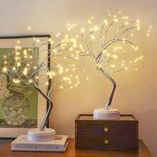 [LED Tree Light] 2pcs LED Tree Light - Artificial Tree With USB, Indoor Garden Decorations For Valentine's Day - 銀色 - 查看 5