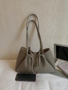1pc Fashionable Versatile Minimalist Niche High-End Feeling Shoulder Bag, Suitable For Going Out - Grey - View 4
