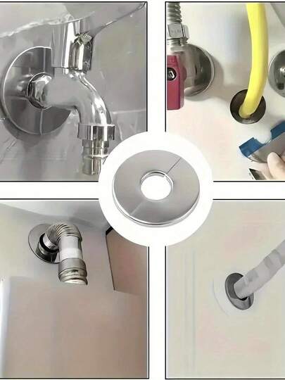 1pc Stainless Steel Decorative Cover Plate, Suitable For Separate Top Triangle Valve, Shower Faucet, Heating Pipe Exhaust Pipe, Water Pipe Wall Hole, Round Separate Decorative Cover, Easy Installation, No Drilling Required. Valve Aesthetic Upgrade, Shower Device Hidden Accessory, Non-Removable Hidden Cover, Precisely Cut Edges.