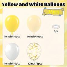 36个/56个10英寸/12英寸黄色、白色、肤色乳胶气球套装，适用于生日派对、婚礼装饰、周年纪念、家庭聚会、新年装饰、室内装饰、订婚装饰 - 彩色 - 查看 11