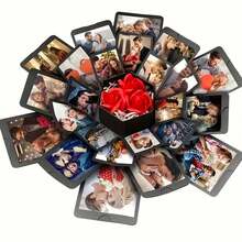 1pc Hexagon Explosion Gift Box, Birthday Wedding Surprise Gift Box, Multi-Layer Expandable Photo Storage Box - Black - View 7