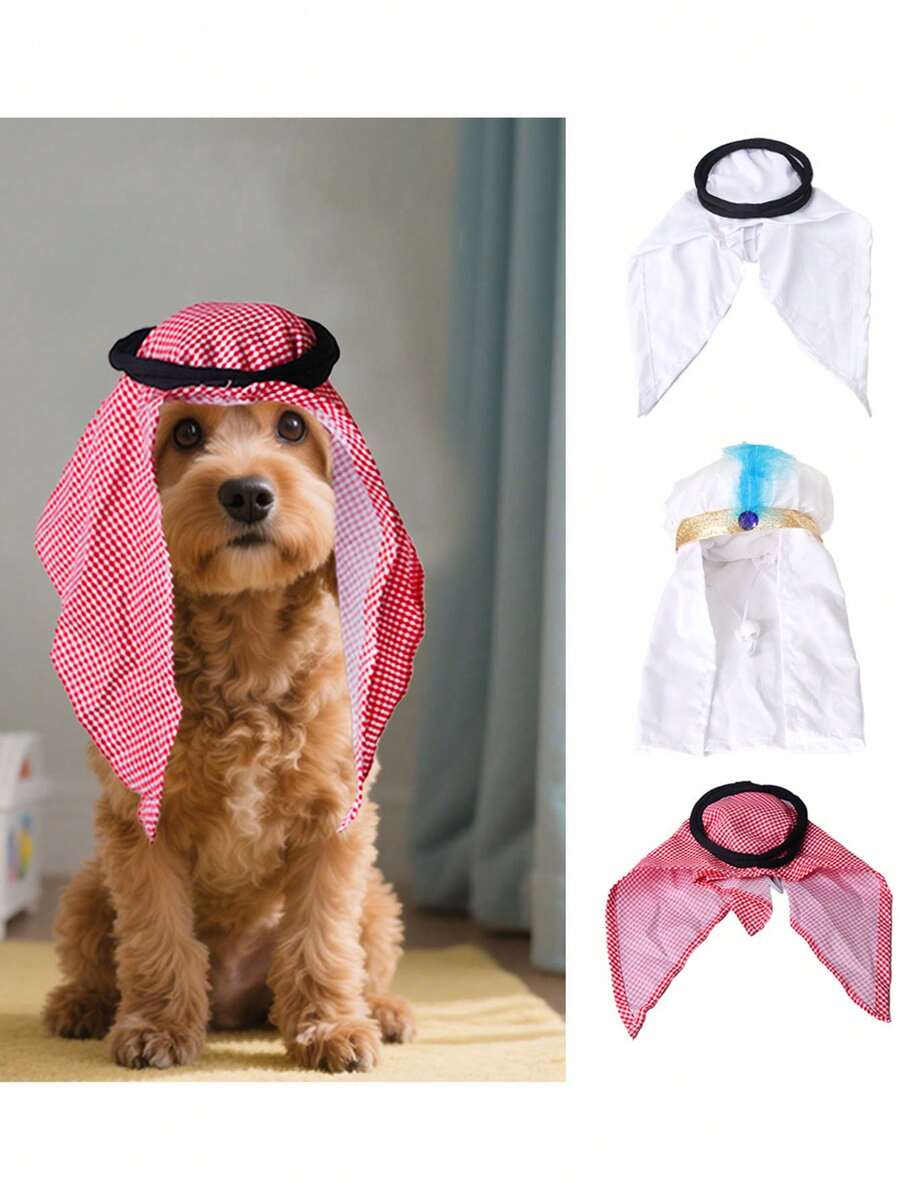 1pc Pet Headband Hat, Handmade Sun Protection & Wind Proof Headwear For Cats & Dogs