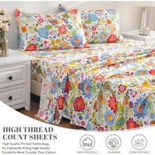 Bedlifes - Juego de sábanas tamaño Queen ultrasuaves transpirables sedosas con bolsillo profundo 100 % microfibra 4 piezas tamaño queen floral primavera - Florprimaveral - Ver 3