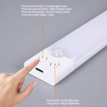 1pc 20/30/40/50cm LED Ultra-Thin Cabinet Light With Motion Sensor Night Light, Wireless Charging 3-Color Light, Kitchen Wardrobe Cabinet Lighting - White - View 8