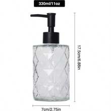 dispensadores de jabon330ml dispensador jabon Manos Vidrio Dispensador de jabón líquido de Manos para baño y Cocina líquido Jabón de Manos Gel de Ducha detergente para Ropa champú - Transparente - Ver 2