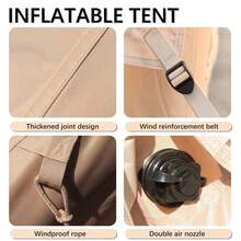 Inflatable Tent With Pump,Glamping Tents For 4-6 Person, Easy Setup 4 Season Waterproof Outdoor Tent,Waterproof Luxury Glamping Tent With 12 Mesh Window - 卡其色 - 查看 10