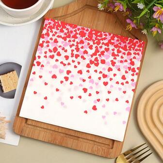 20pcs High Quality Valentine's Day Heart Pattern Disposable Paper Napkins - Ideal For Romantic Celebrations, Valentine's Day Decorations, And Party Decorations