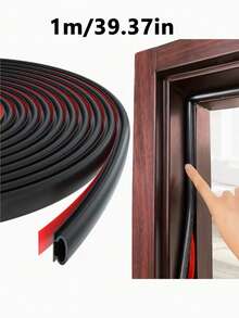 1个自粘橡胶门缝挡风条 - 防盗、隔音、防风、防撞、防尘，适用于卧室和前门