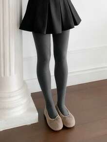 1件天鹅绒连裤袜，复古时尚服饰，灰色打底裤/紧身裤 - 灰色 - 查看 7