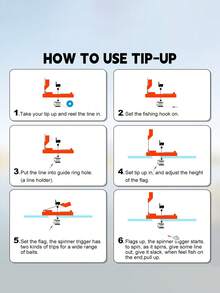 SOUGAYILANG 1个冰钓竿架，带橙色杆旗/10英寸双触发咬钩报警旗 - 隔热防冻底座、旗杆锁和配件盒，适用于冬季湖泊冰洞垂钓 - 橘色 - 查看 8