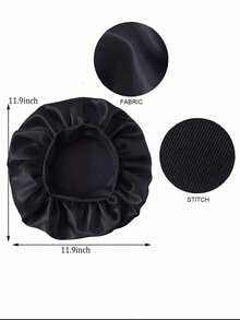 1pc Silk Sleep Cap Set - Satin Hair Bonnet, Suitable For Curly/Wavy Hair, With Soft Elastic Band (Black And Gold), Gentle Sleep Cap To Protect Hair And Control Frizz - Multicolor - View 3