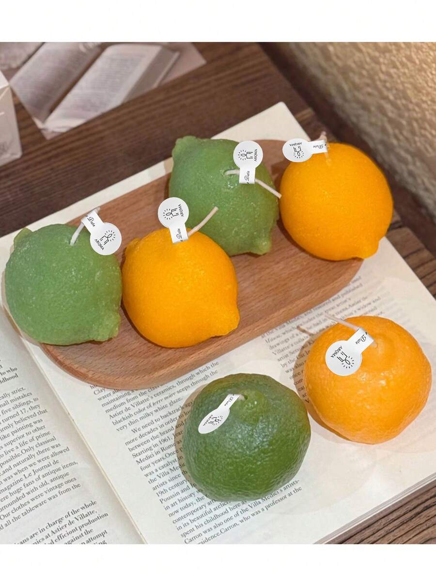 1 pieza Vela con aroma a limón, Fragancia de limón, Vela decorativa para el hogar, Adecuada para el Día de San Valentín, Boda, Cumpleaños, Dormitorio, Baño y Decoración - Multicolor - Ver 1